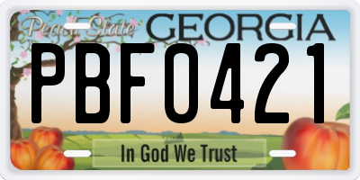 GA license plate PBF0421