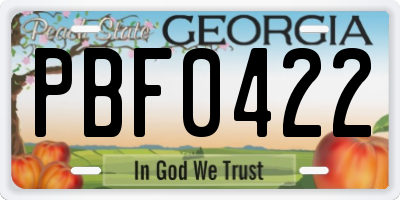 GA license plate PBF0422