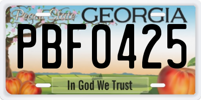 GA license plate PBF0425