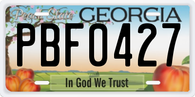 GA license plate PBF0427