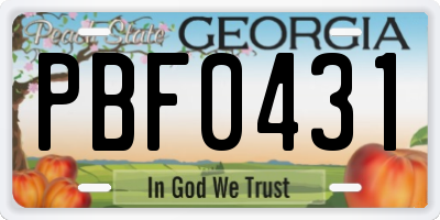 GA license plate PBF0431