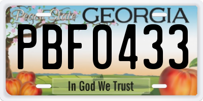 GA license plate PBF0433
