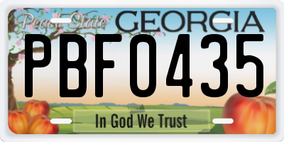 GA license plate PBF0435