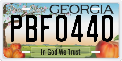 GA license plate PBF0440
