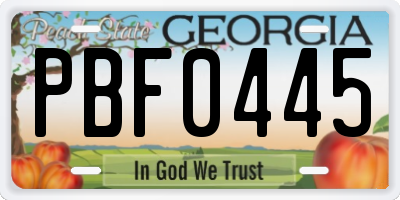 GA license plate PBF0445