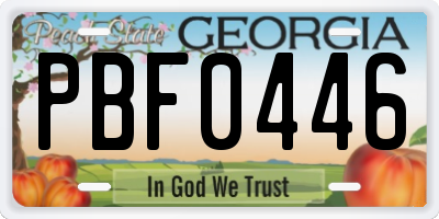 GA license plate PBF0446