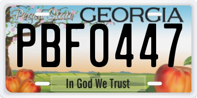 GA license plate PBF0447