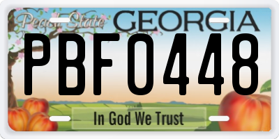 GA license plate PBF0448