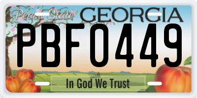 GA license plate PBF0449