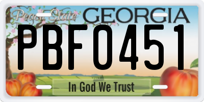 GA license plate PBF0451