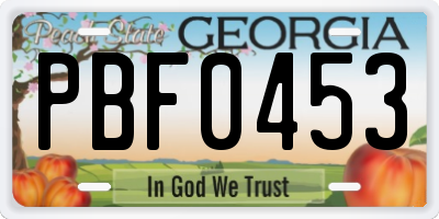 GA license plate PBF0453