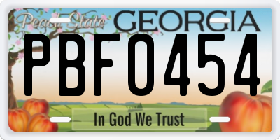 GA license plate PBF0454