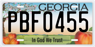 GA license plate PBF0455