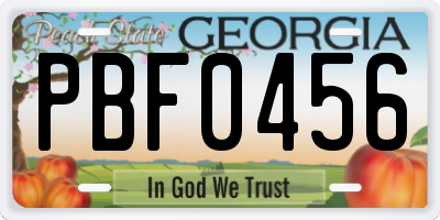 GA license plate PBF0456