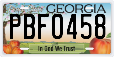 GA license plate PBF0458