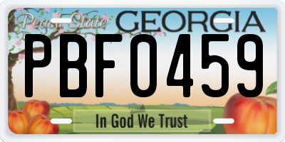 GA license plate PBF0459