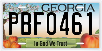 GA license plate PBF0461