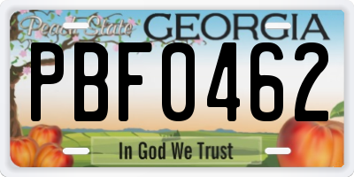 GA license plate PBF0462
