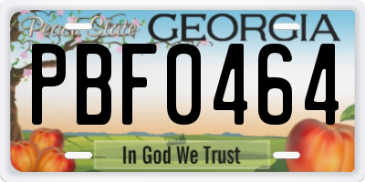 GA license plate PBF0464