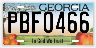 GA license plate PBF0466