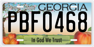 GA license plate PBF0468