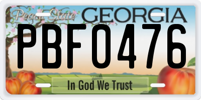 GA license plate PBF0476