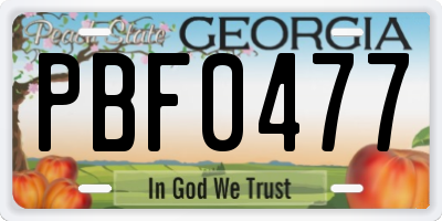 GA license plate PBF0477
