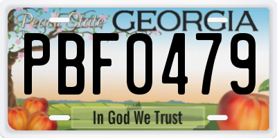 GA license plate PBF0479