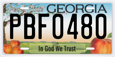 GA license plate PBF0480