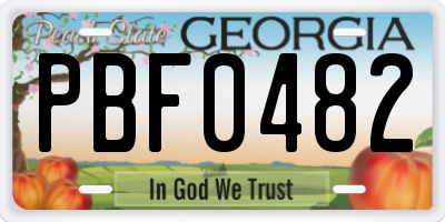 GA license plate PBF0482