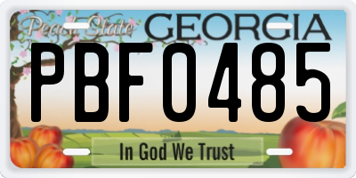 GA license plate PBF0485