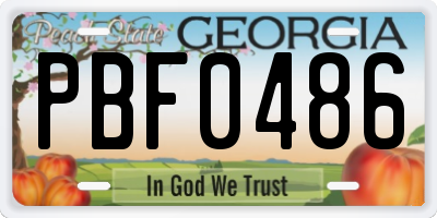 GA license plate PBF0486