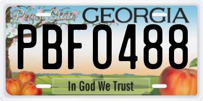 GA license plate PBF0488