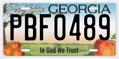 GA license plate PBF0489