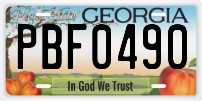 GA license plate PBF0490