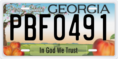 GA license plate PBF0491