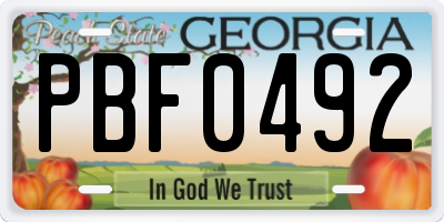 GA license plate PBF0492