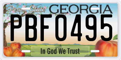 GA license plate PBF0495