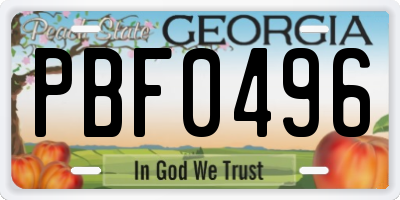 GA license plate PBF0496