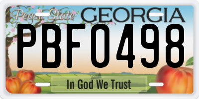 GA license plate PBF0498