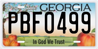 GA license plate PBF0499