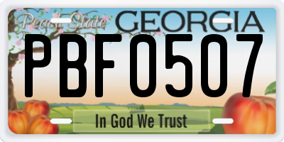 GA license plate PBF0507