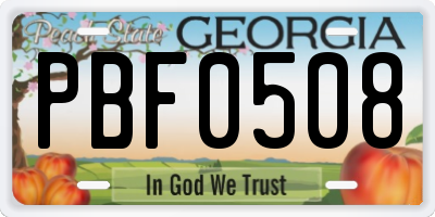 GA license plate PBF0508