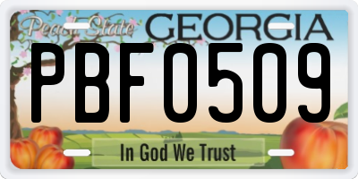 GA license plate PBF0509