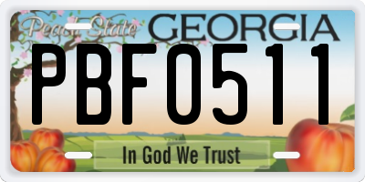 GA license plate PBF0511