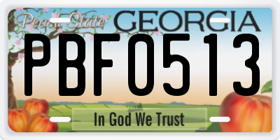 GA license plate PBF0513