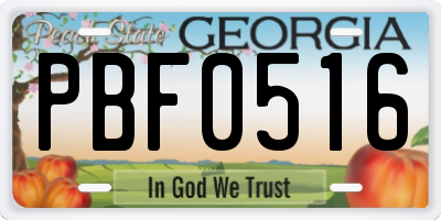 GA license plate PBF0516