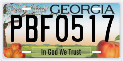 GA license plate PBF0517