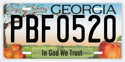 GA license plate PBF0520