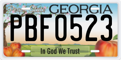 GA license plate PBF0523